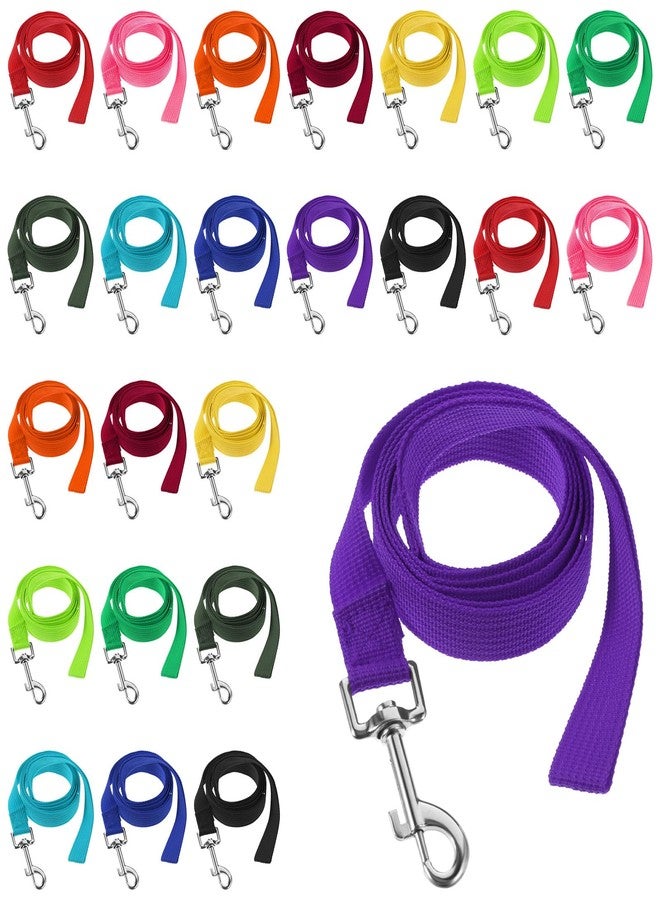Dimeho 24 Pack Dog Training Leashes Nylon Dog Leashes for Small Medium Large Dogs Bulk Puppy Traction Rope with Swivel Hook for Walking Play Camping Backyard Hiking Shelter Outdoor - Image 1